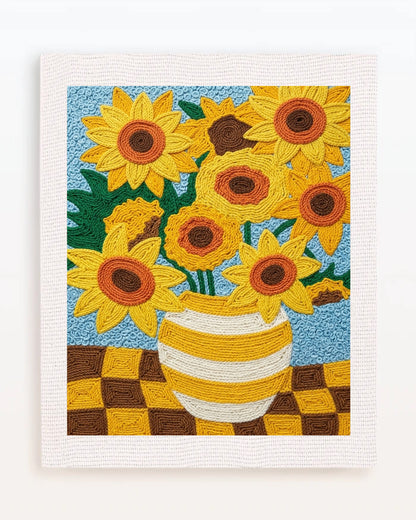 Sunflower Vase on Gingham Cloth