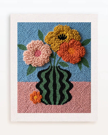 Wavy-Patterned Vase & Bouquet