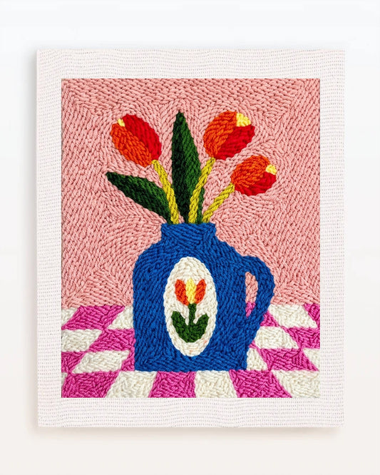 Tulip Jug on Pink Checkerboard