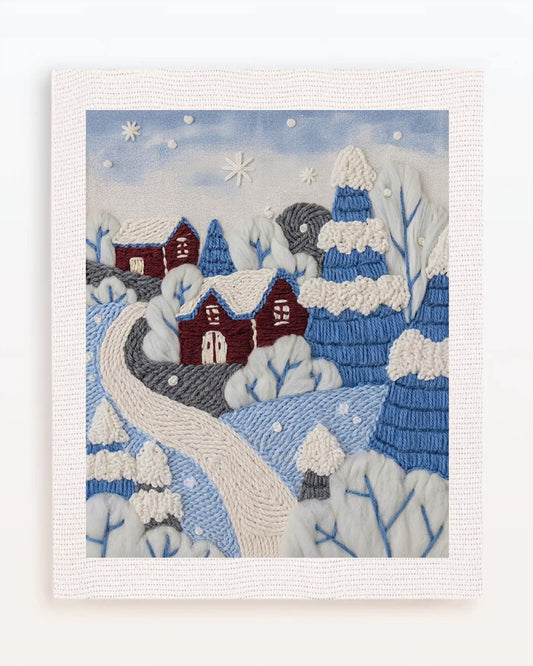 Red House in Winter Snow