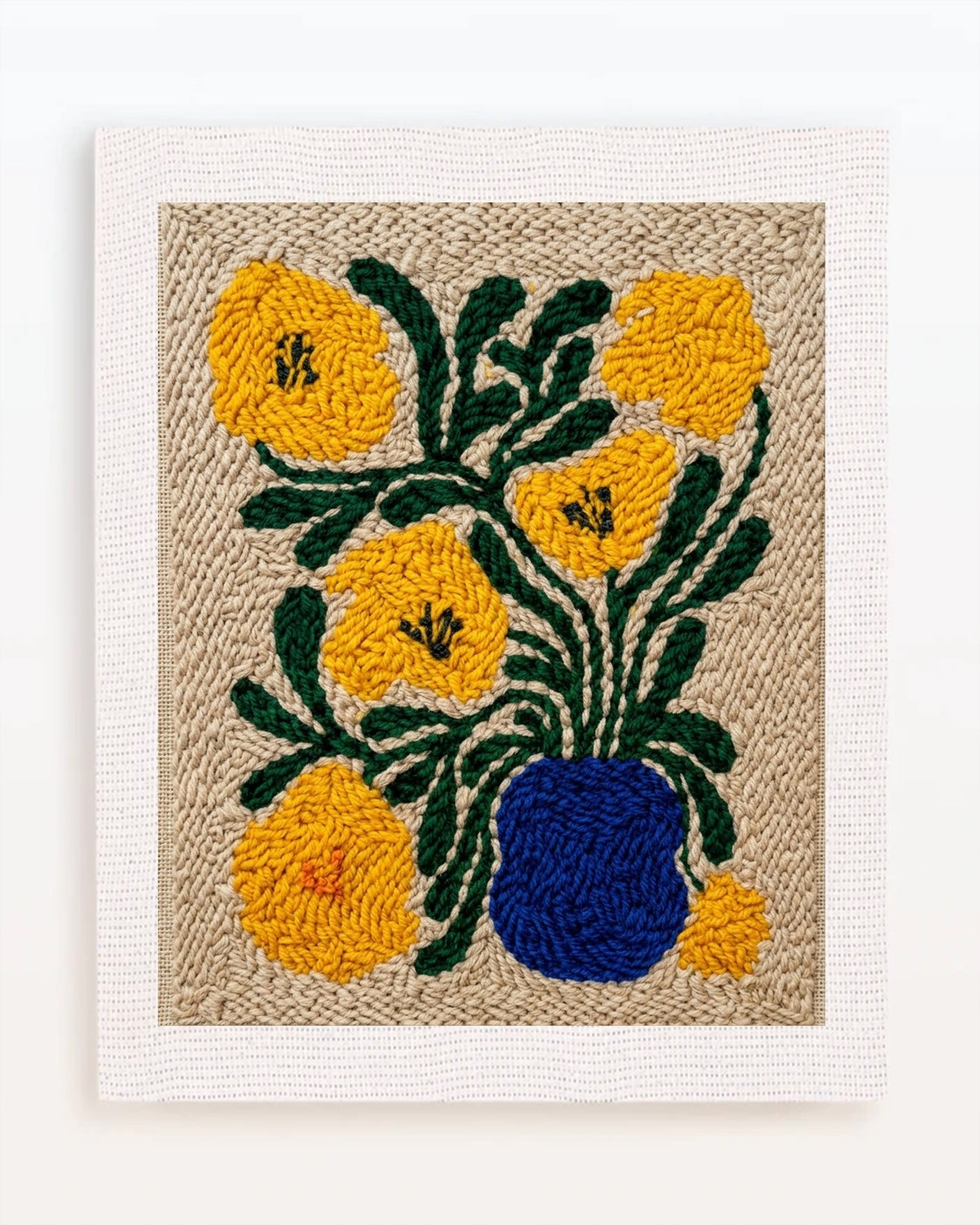 Yellow Flowers in a Deep Blue Vase