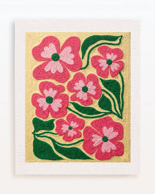 Pink Flowers on Light Yellow