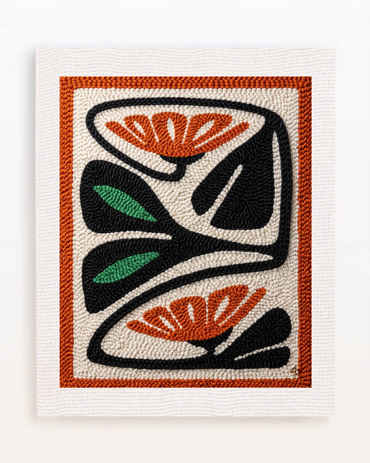 Black and Orange Abstract Plant