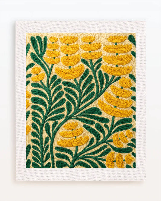 Yellow Wildflowers and Green Stems