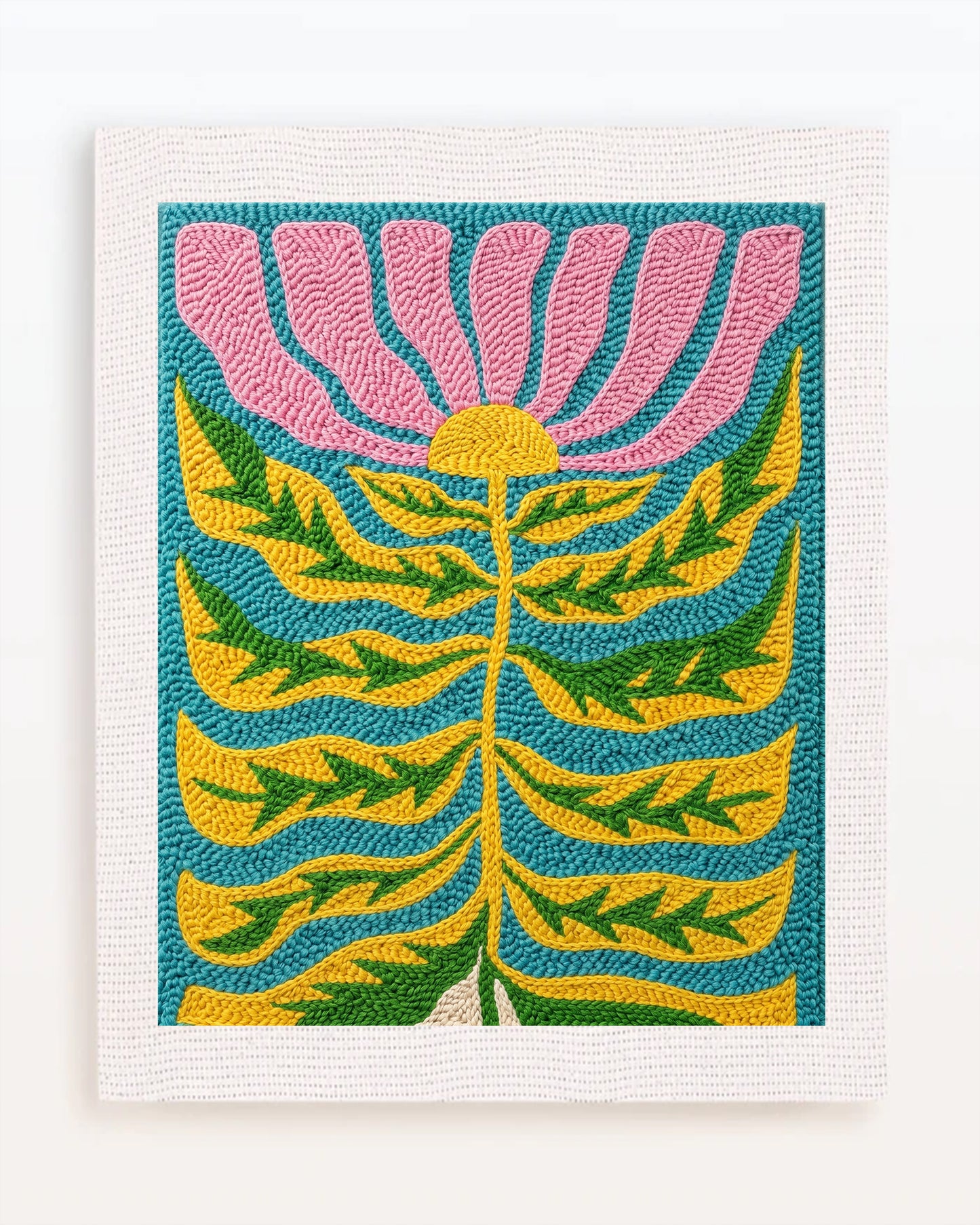Pink Flower on Teal Background