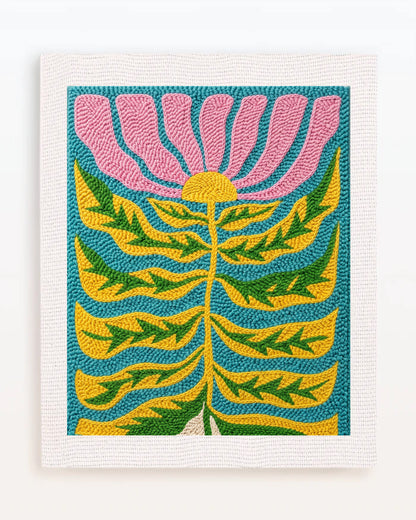 Pink Flower on Teal Background