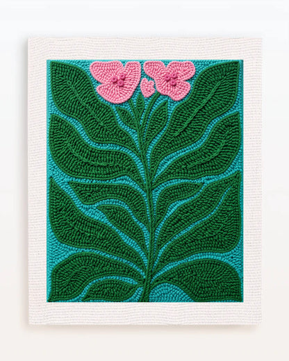 Small Pink Flowers and Large Green Leaves