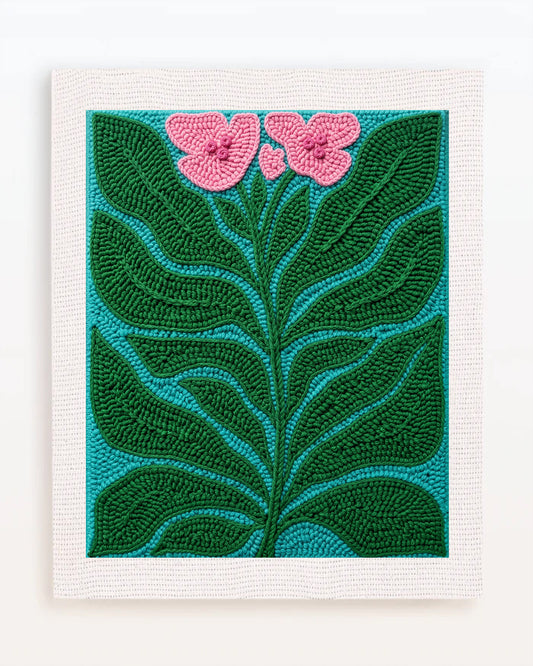 Small Pink Flowers and Large Green Leaves