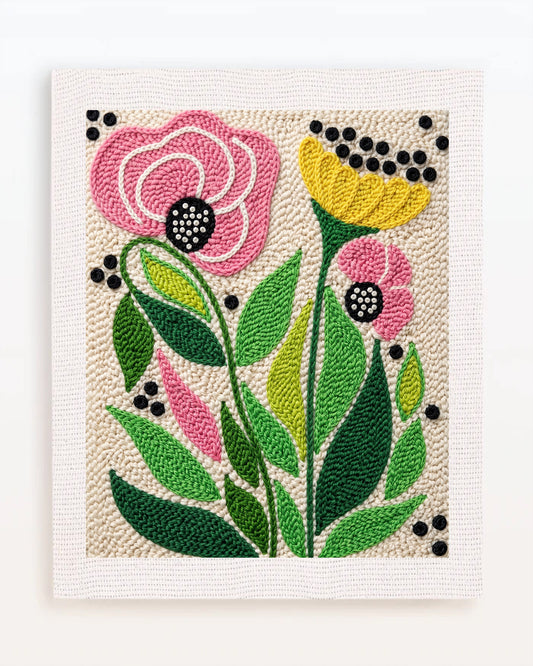 Pink and Yellow Flowers with Black Accents